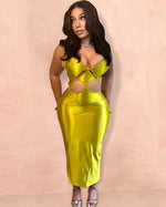 Load image into Gallery viewer, Shape Good Satin Olive Dress