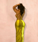 Load image into Gallery viewer, Shape Good Satin Olive Dress