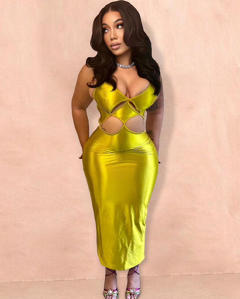 Shape Good Satin Olive Dress